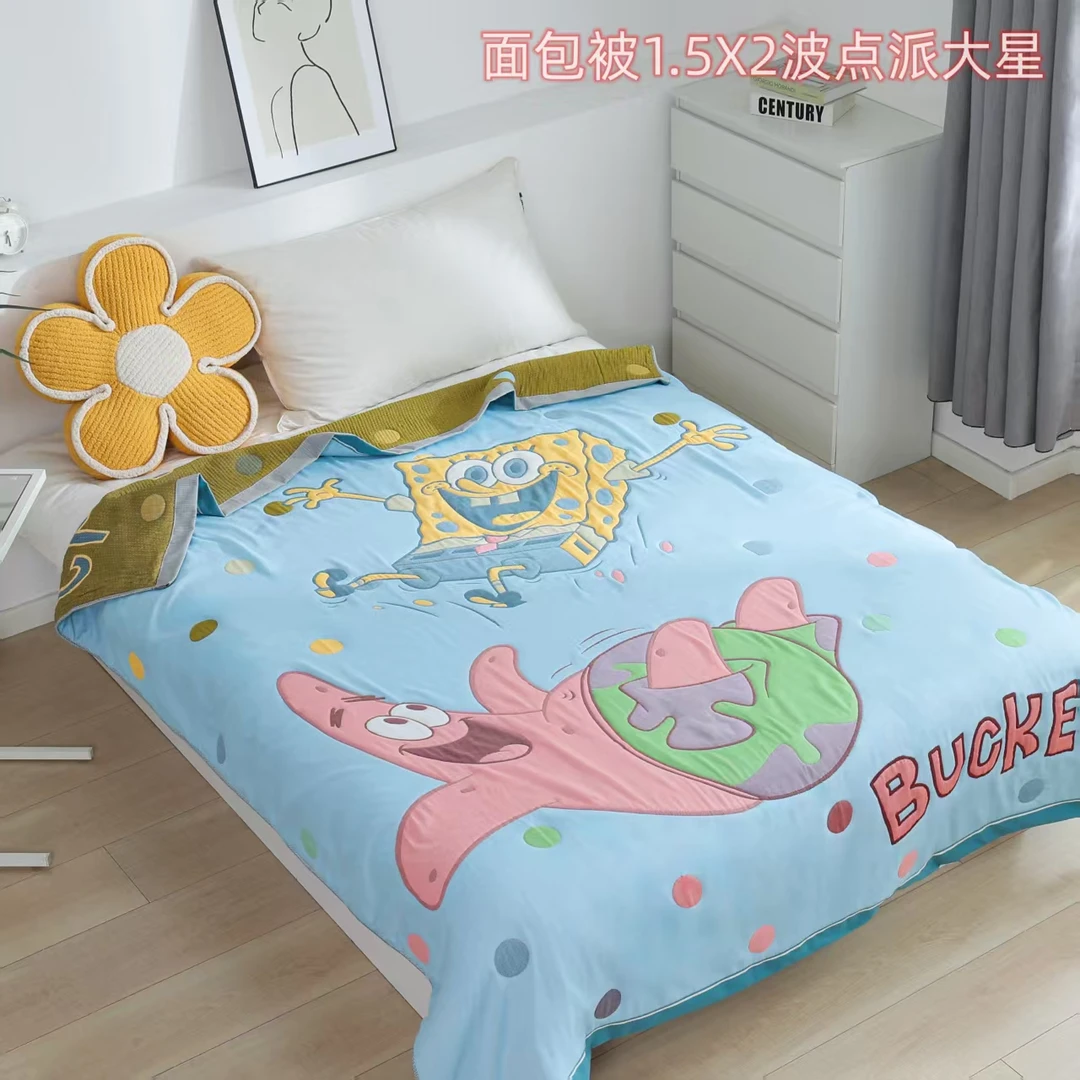 【波点派大星】150*200cm  A类全棉纱布面包被