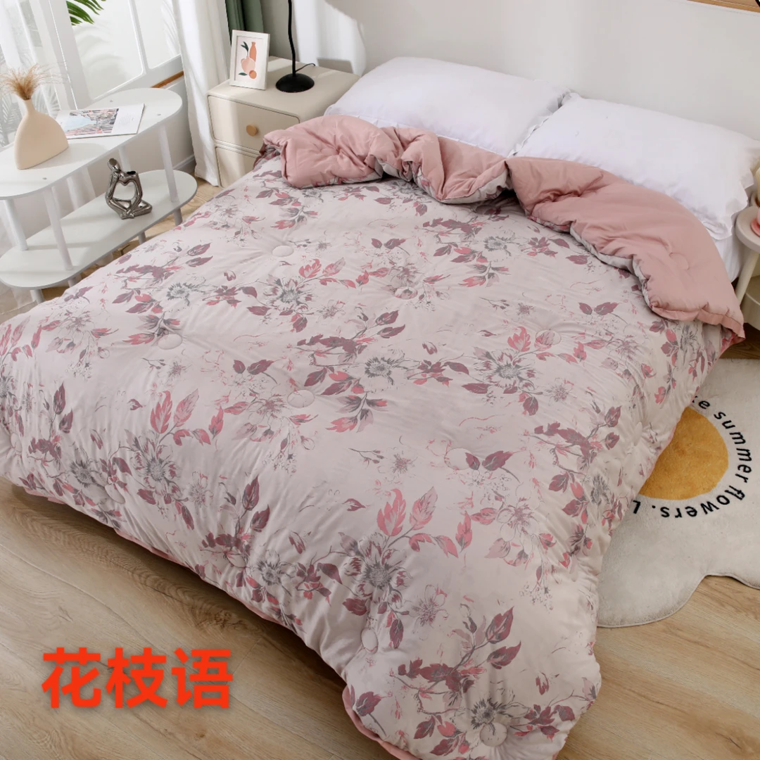 【花枝语】200*230cm全棉高定羊绒蛋白提花双层纱冬被 约3kg