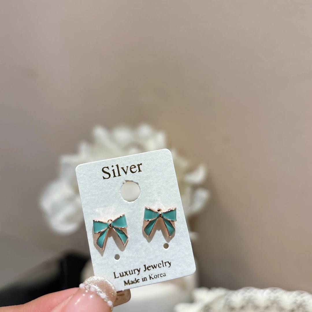 铜合金耳饰 高级感彩色蝴蝶结耳钉R03