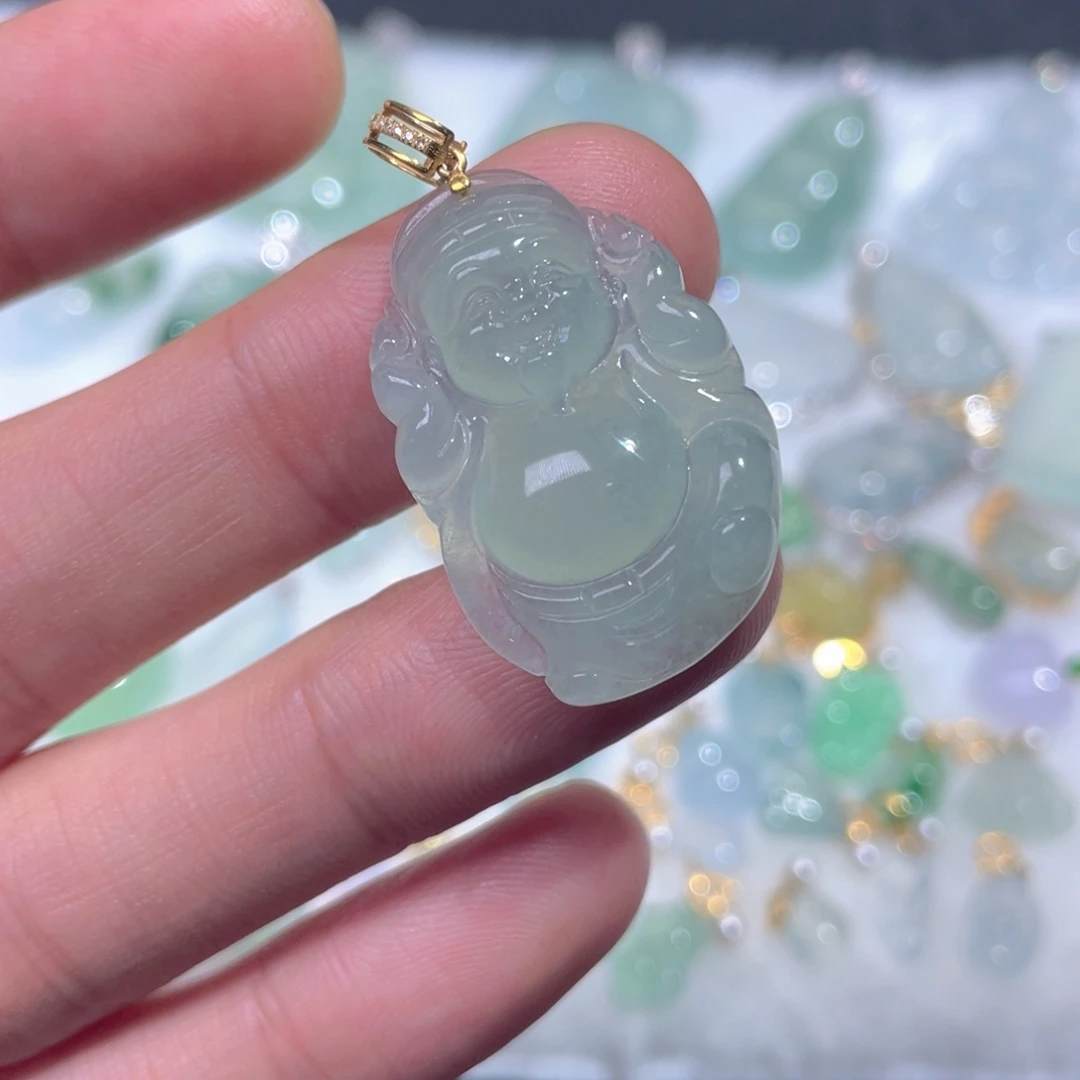 颈饰18K金镶嵌翡翠翡翠