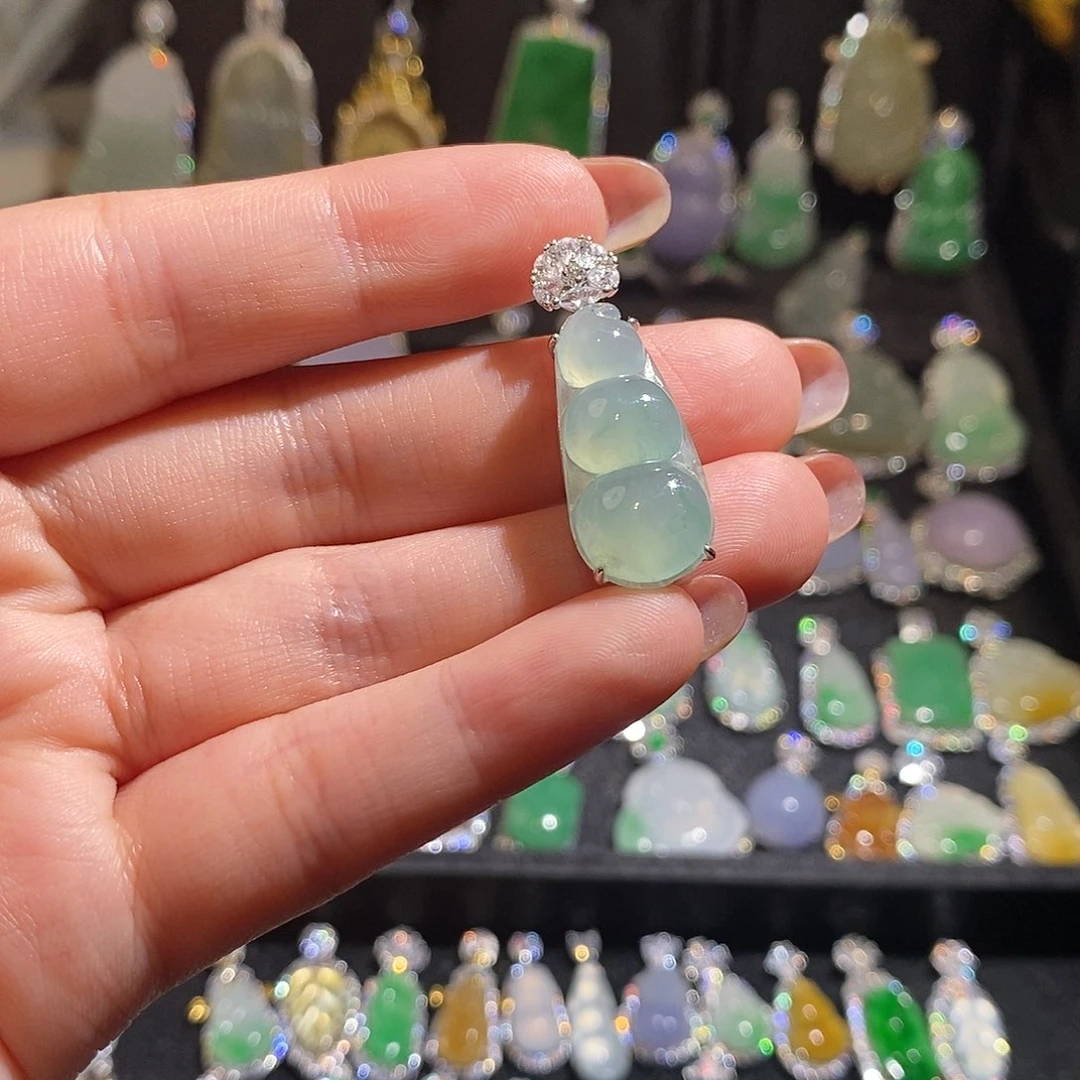 颈饰银S925镶嵌翡翠天然翡翠