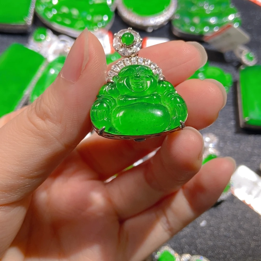 翡翠银S925镶嵌吊坠(不含链)