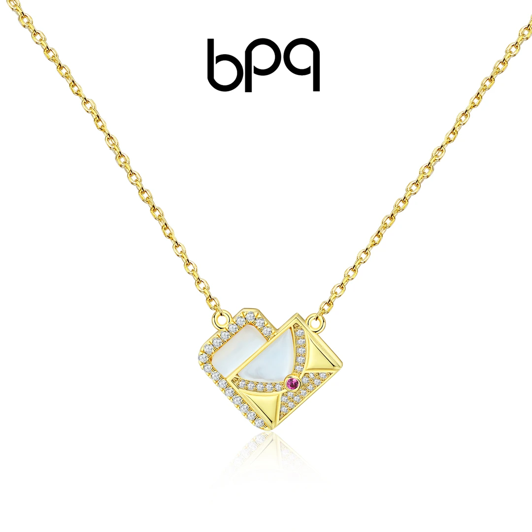 吊坠925银贝壳 信封爱心项链轻奢时尚小众首饰女款氛围感配饰精致