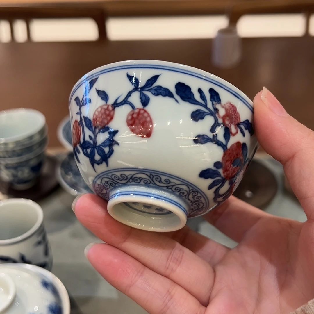 微瑕原矿釉里红杯杯杯