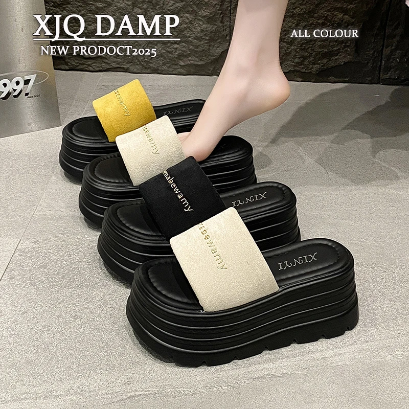 爆款拖鞋女夏季外穿绝美不累脚松糕女鞋2025新款仙女增高厚底凉拖