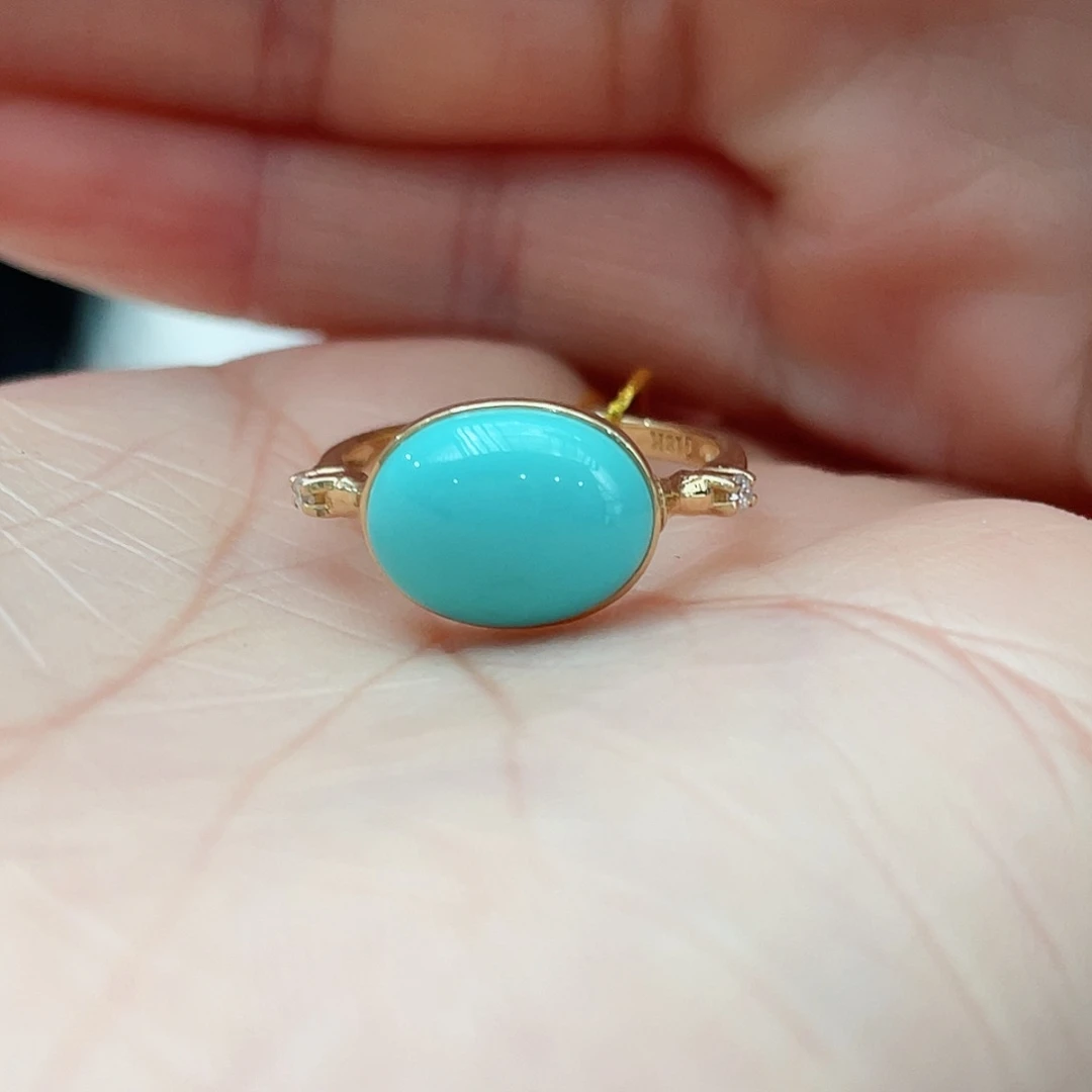 绿松石戒指18K金镶嵌