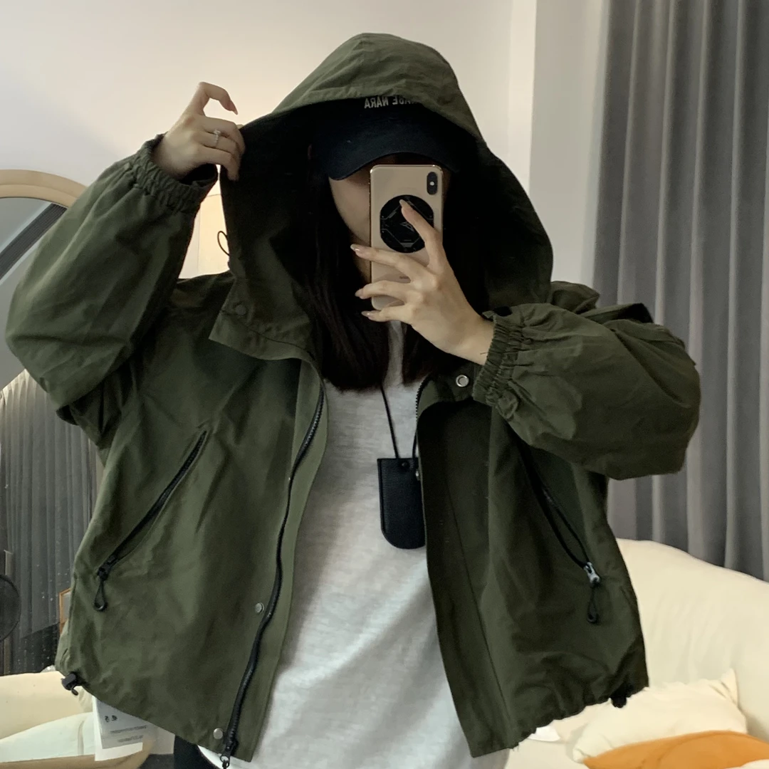 工装连帽宽松冲锋衣设计机车服夹克外套9109
