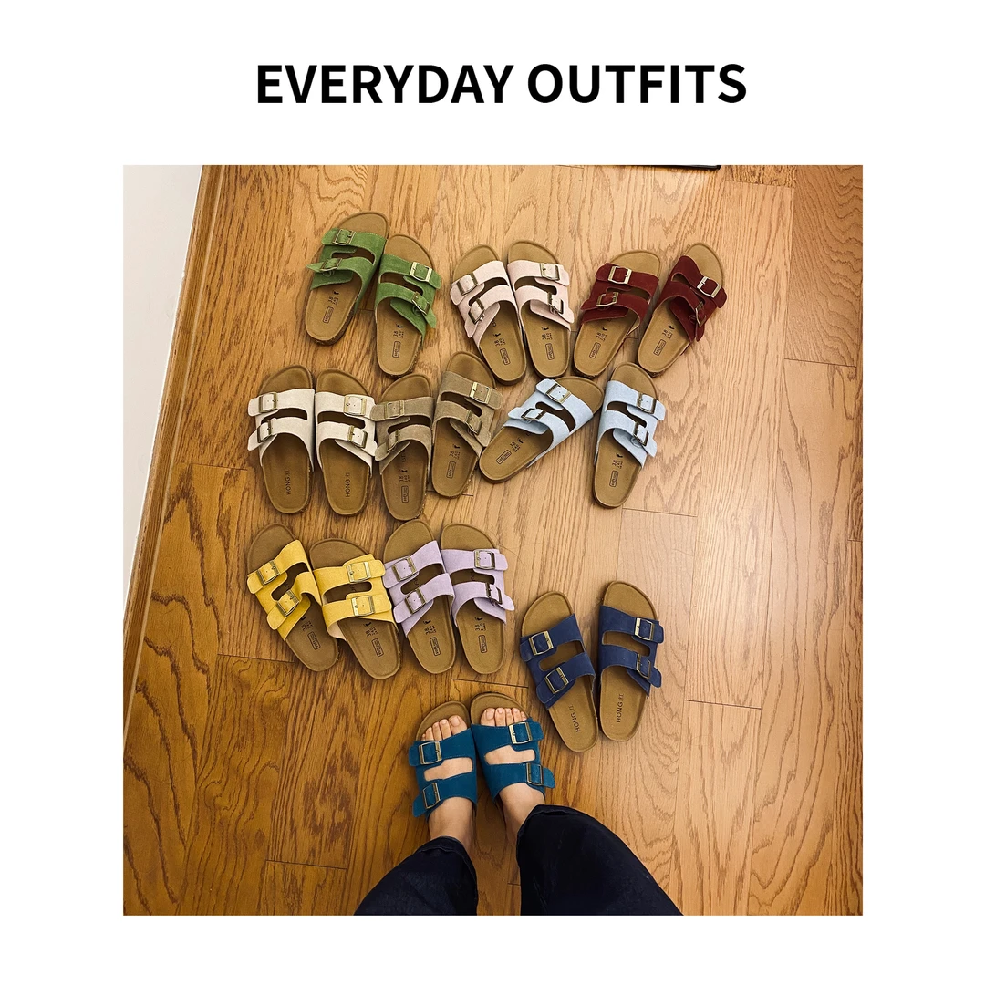 HONG. 多巴胺皮拖5D16 不能碰水 复古户外百搭时尚  3636-1