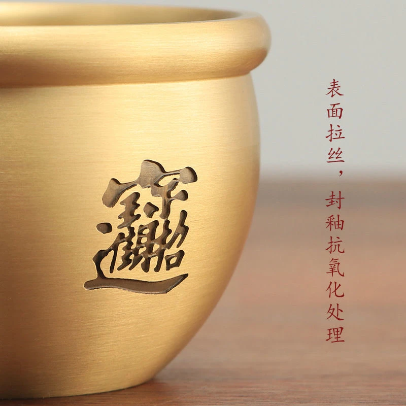 铜缸办公居家铜摆件黄铜烟灰缸铜招米缸聚宝盆摆件