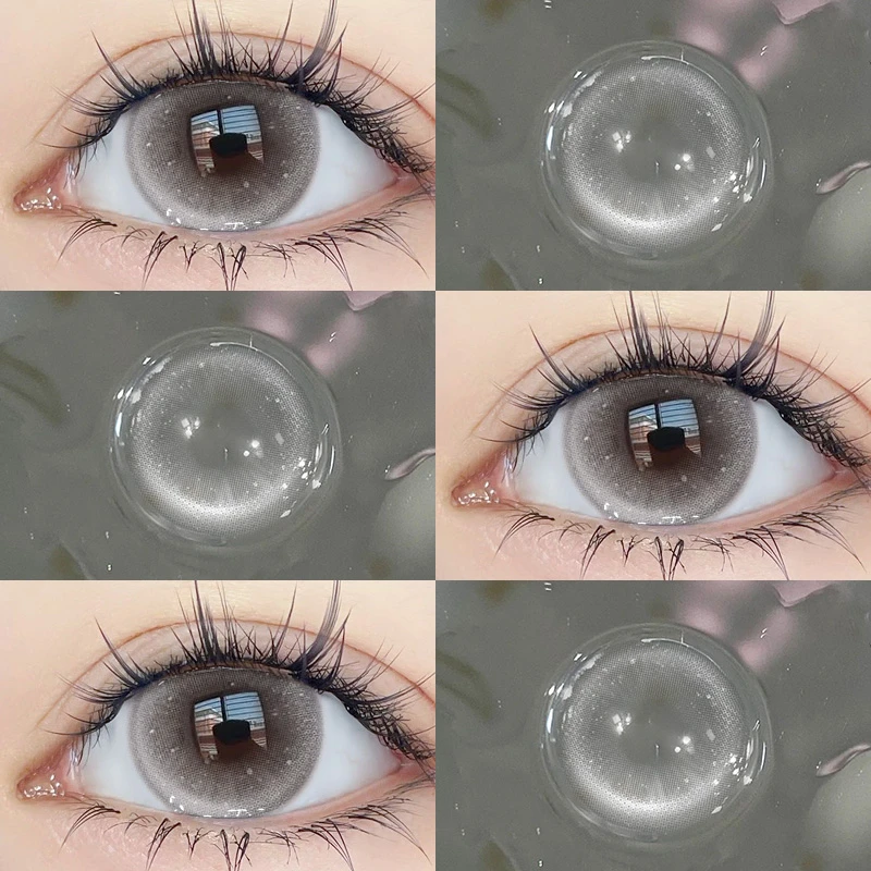 OVOLOOK【日抛10片】樱花之恋美瞳朦胧感泪眼清冷灰隐形眼镜小直径