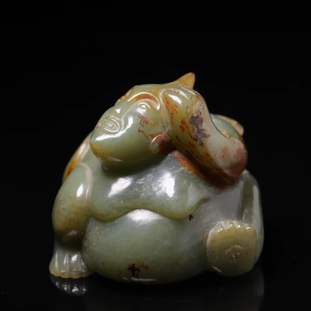 明代和田玉跪人席镇-NX