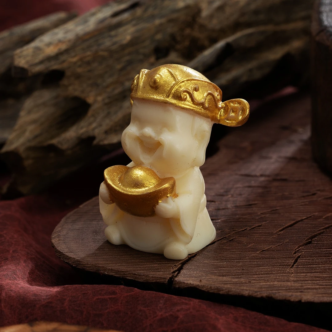 天然象牙果雕刻摆件财神爷
