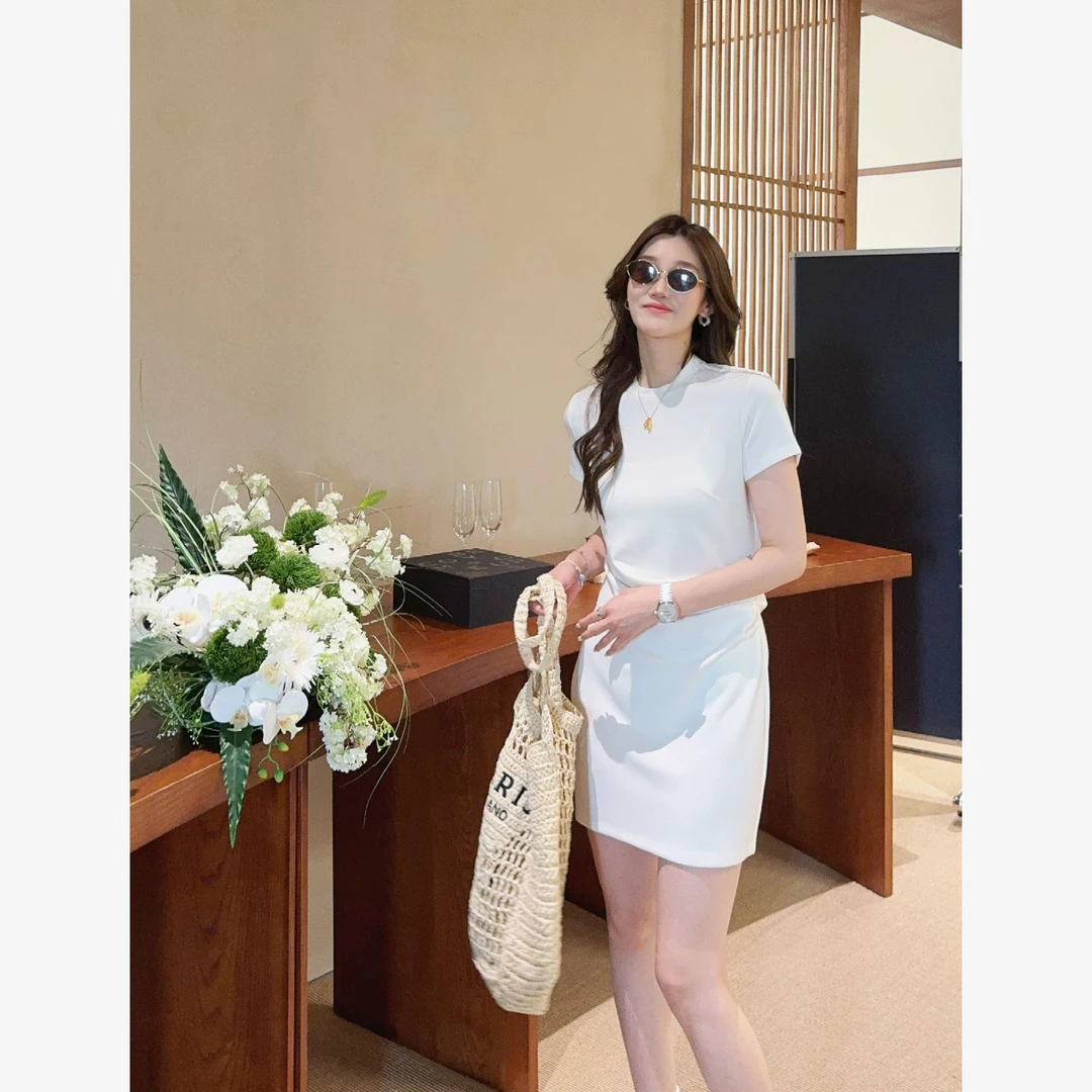 祝喜喜【没肚子连衣裙】莫代尔懒人裙时尚气质设计感法式甜美连衣裙