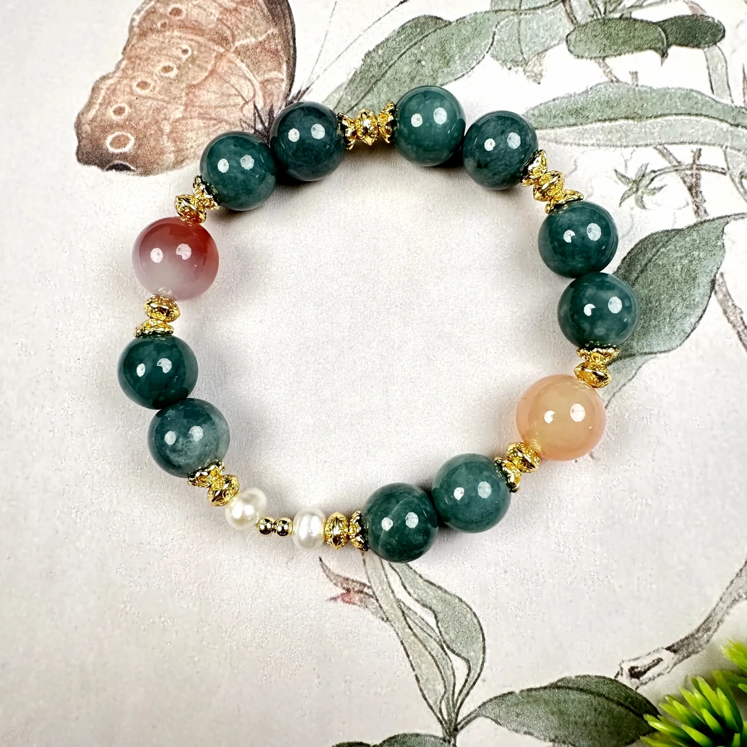 X08精美翡翠手链百搭时尚复古珠珠气质轻奢玉手串女士