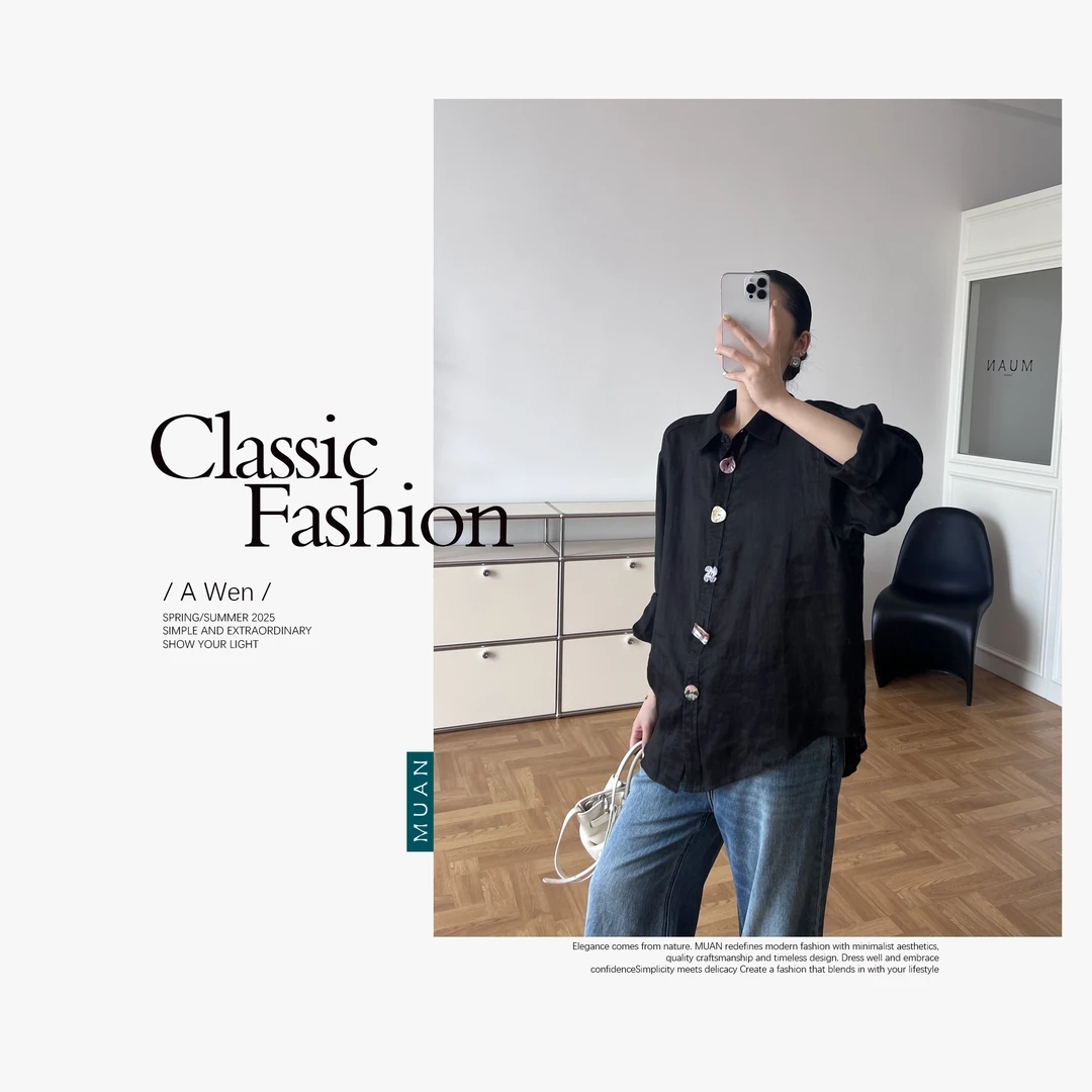木岸MUAN：《楼兰衬衫》“楼兰系列”定制100斜纹苎麻衬衫女X-DG3-9026