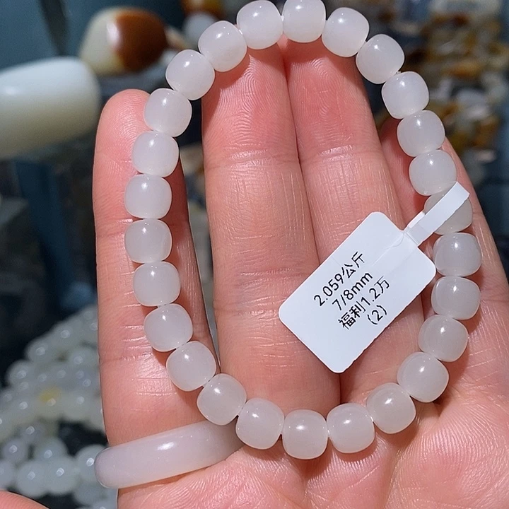 和田玉未镶嵌颈饰和田玉老型串7/8mm