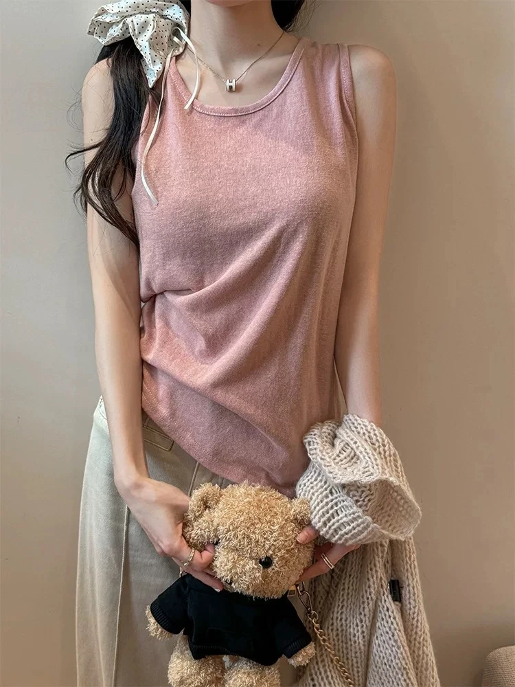 20213夏季新款慵懒感宽松休闲外穿内搭显瘦宽肩带吊带上衣T恤