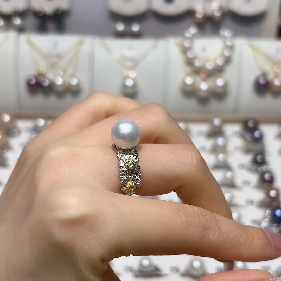 德***号淡水珍珠银S925镶嵌戒指
