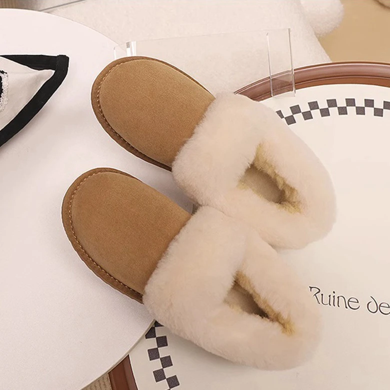 2025新款厚底网红皮毛一体雪地靴女冬季低帮短筒一脚蹬棉鞋