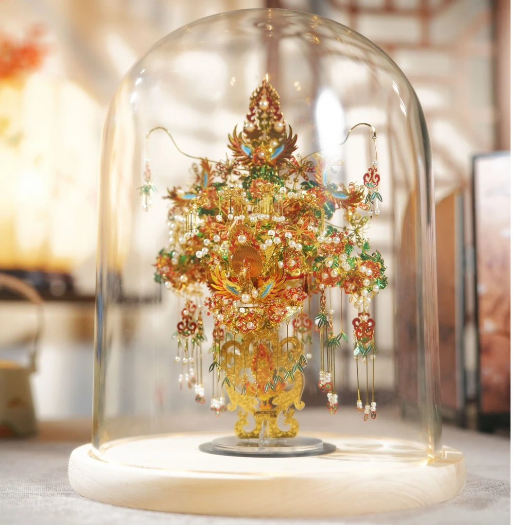 【金翅鸟冠玻璃罩套装】宋代3D金属拼图手工diy国风新年38节礼物