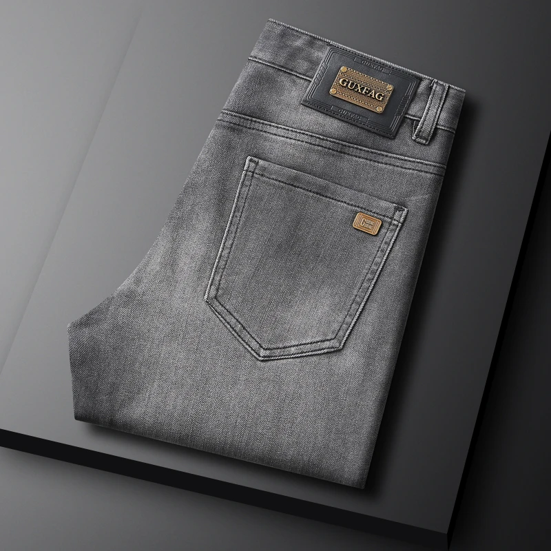 NDSL轻奢秋季新款男士牛仔裤修身百搭弹力潮牌欧货高端九分裤水洗