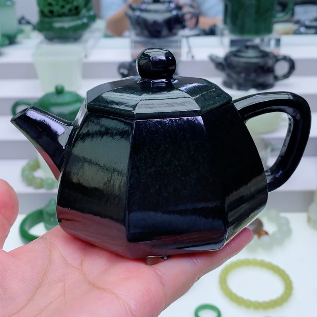 和田玉未镶嵌摆件茶壶280毫升