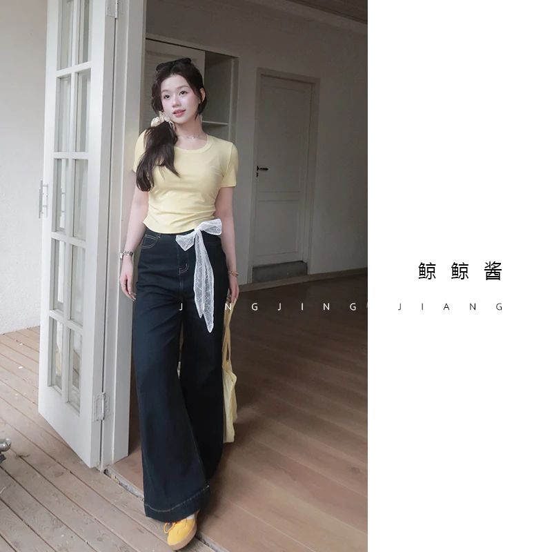 ZOZ鲸鲸酱 【复古情调】时尚牛仔裤女装百搭设计2025夏季直筒阔脚裤