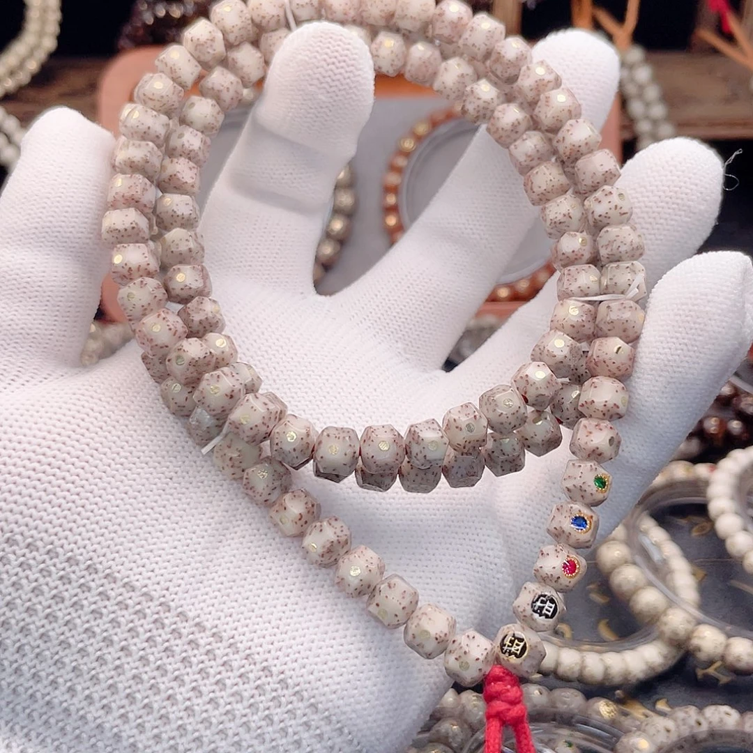 手串星月菩提手工无相粉冰石玉料糯冰108