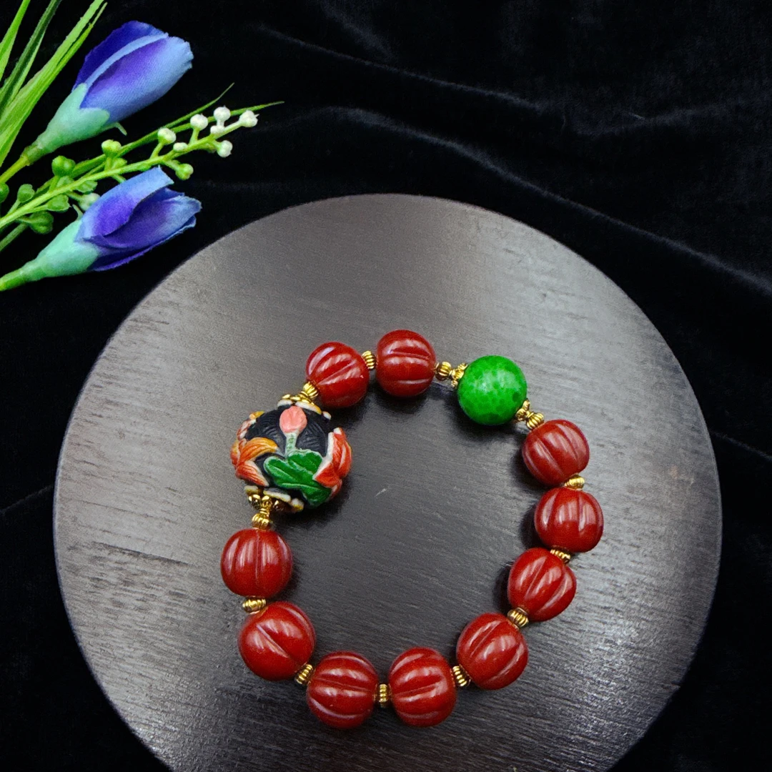 红色琉璃手串 复古百搭
