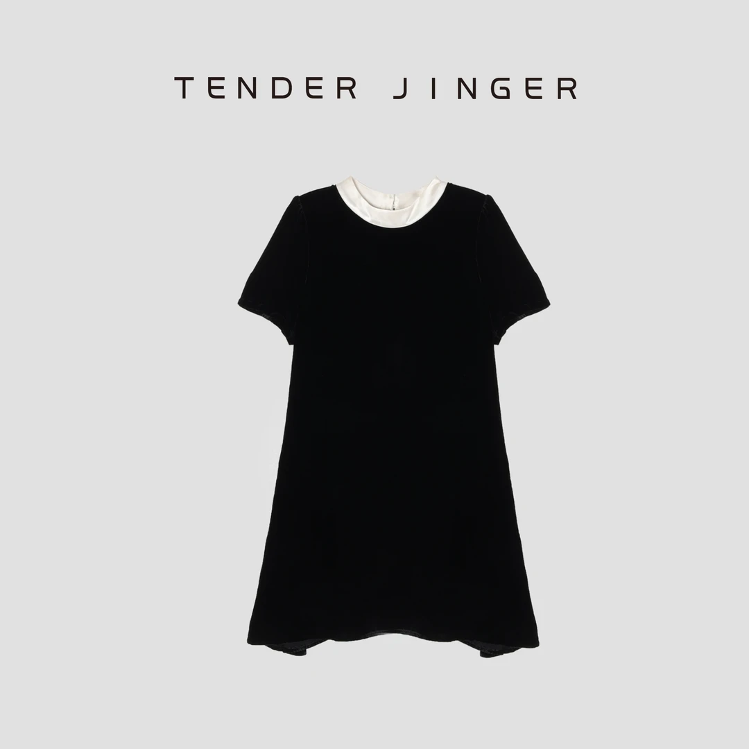 Tender Jinger丝绒法式黑裙飘带连衣裙T52SZS30169