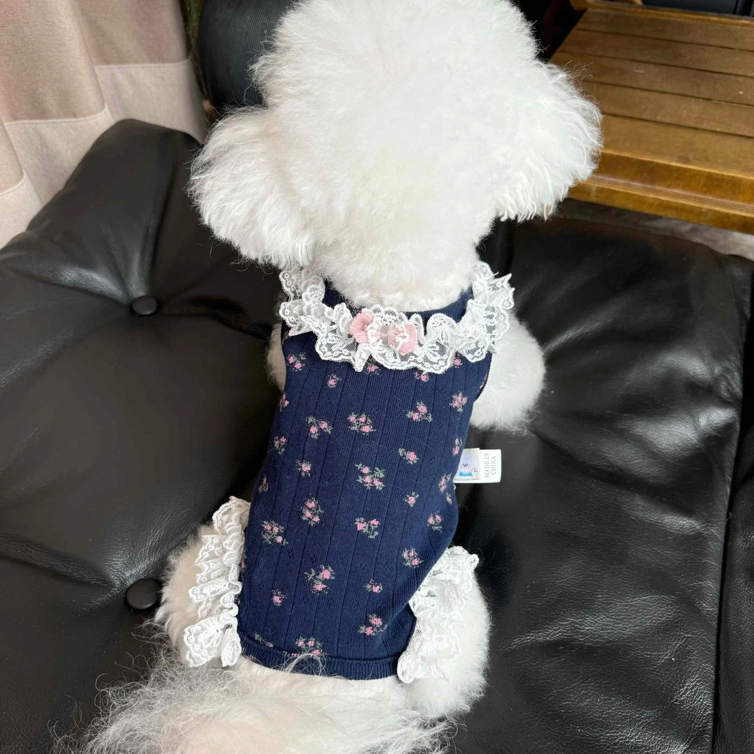 宠物衣服秋冬新款碎花背心包肚衣狗狗弹力护肚衣服小型犬比熊狗狗