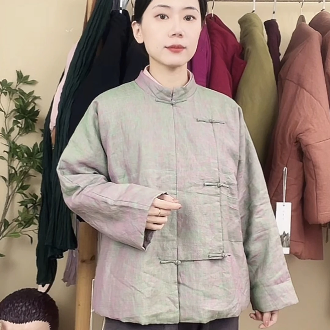 照本堂20251116斜襟纹理暗花40克五盘扣棉服w12859-1