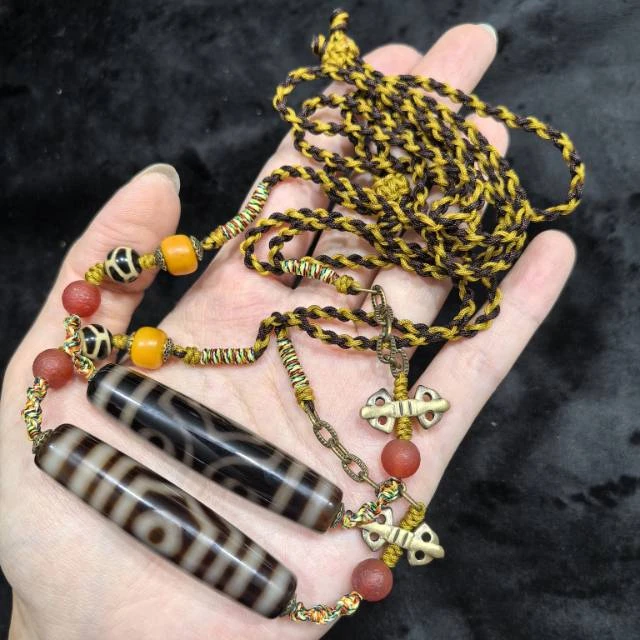 【佳哥严选】J21172-玛瑙diy脖挂（三眼）-多样性发其一-13*57㎜