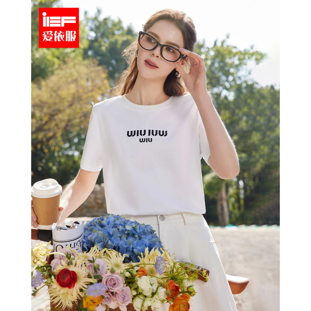 IEF/爱依服2025夏季新款时尚洋气慵懒风百搭短袖T恤独特漂亮小衫