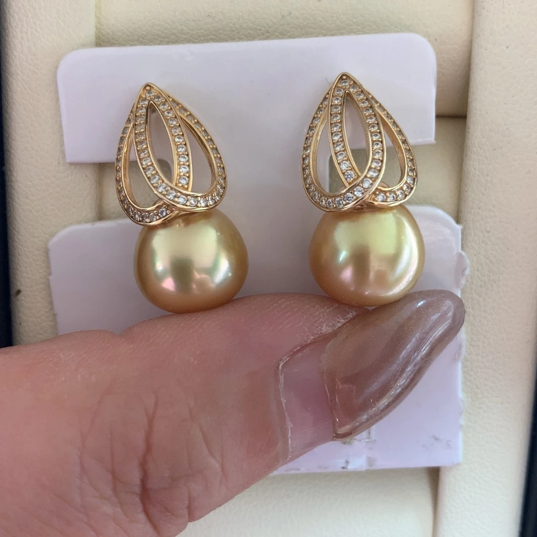 银S925镶嵌海水珍珠耳饰