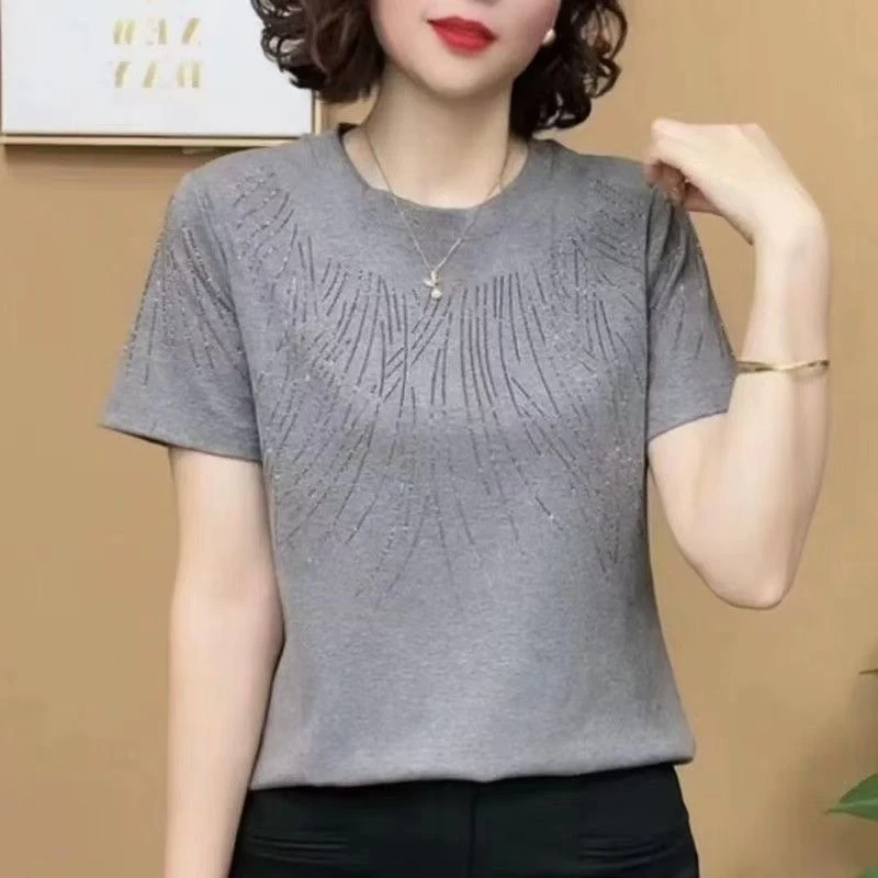 妈妈百搭夏季时尚洋气中年新款纯色圆领显瘦2025短袖T恤上衣