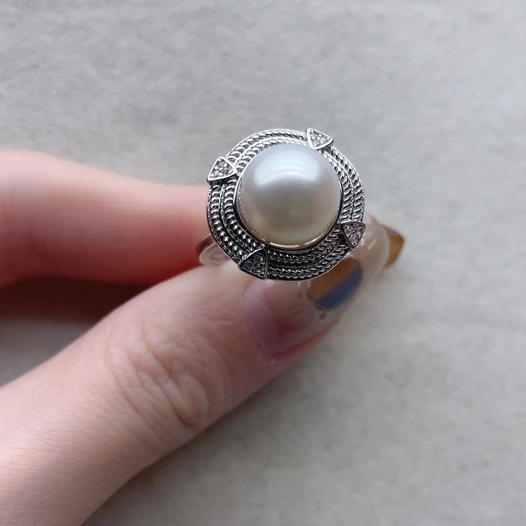 戒指43海水珍珠银S925镶嵌