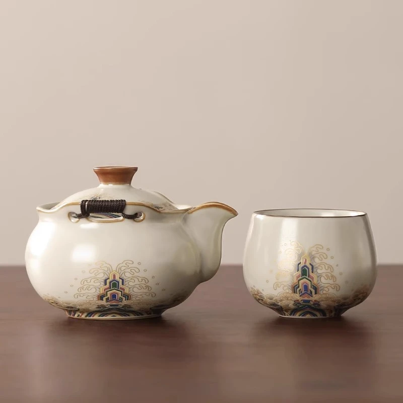 手抓壶盖碗茶杯防烫汝窑单个高档茶碗一人饮功夫茶具茶壶泡茶家用