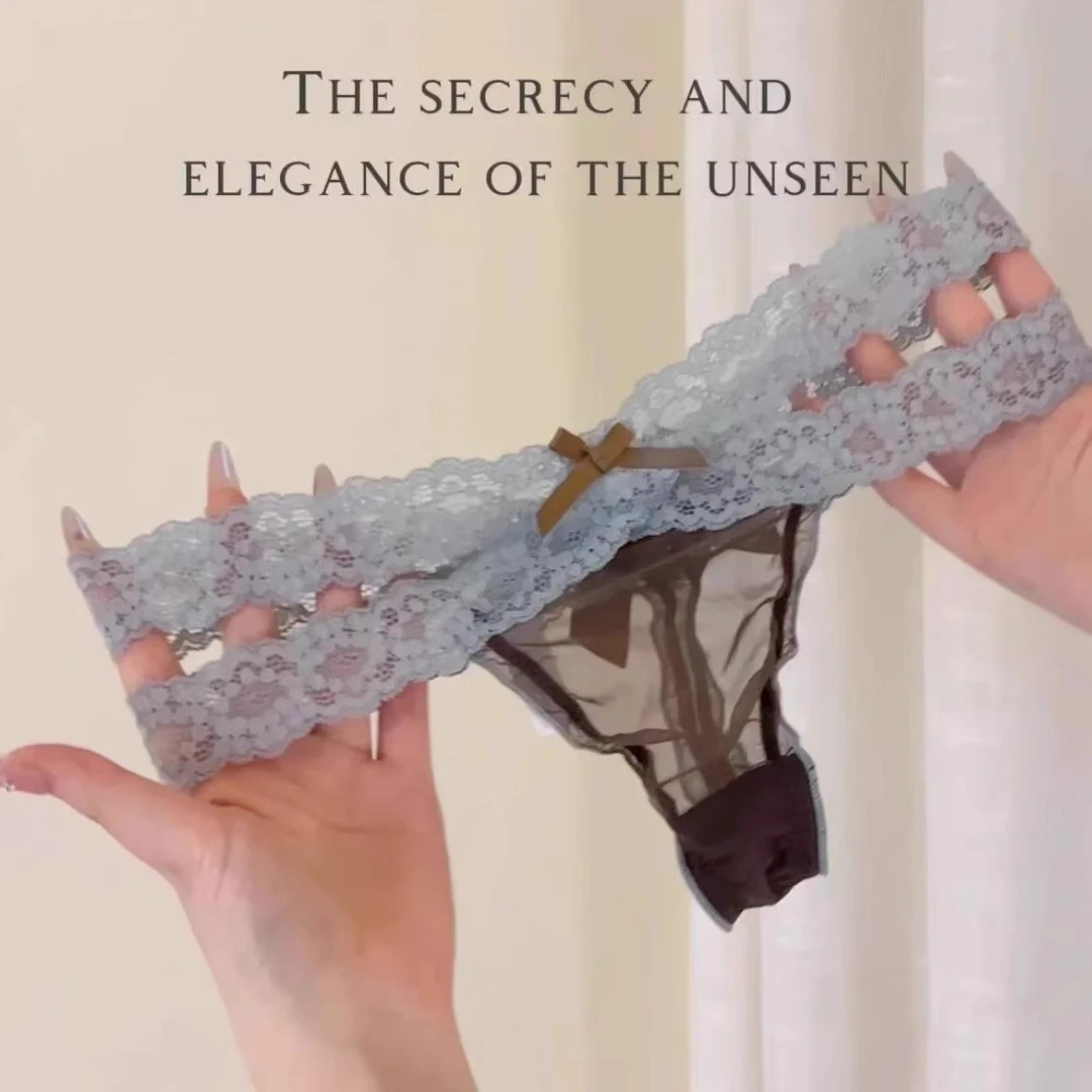 性感纯欲蕾丝内裤女士撞色高级感网纱透视薄款低腰收腹提臀三角裤