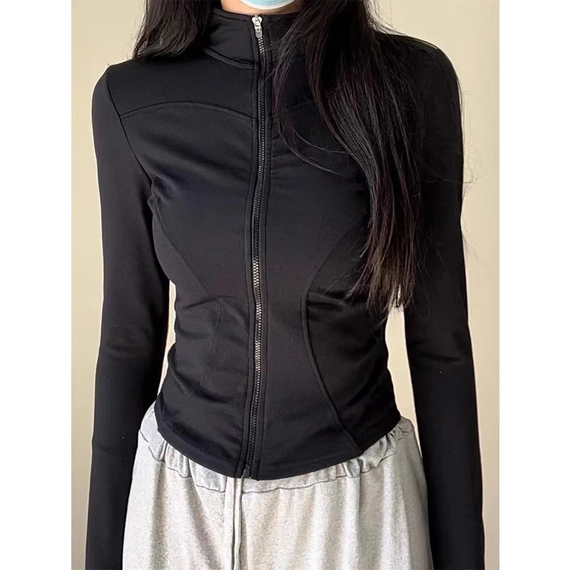 2025瑜伽服外套女大码运动上衣修身跑步训练服胖健身服长袖衣