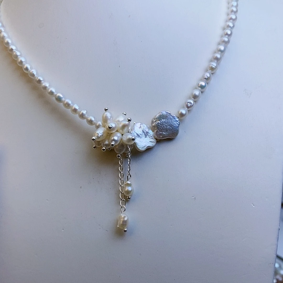 淡水珍珠颈饰银S925镶嵌