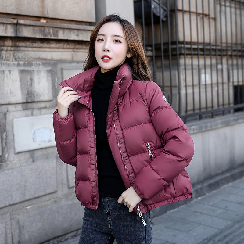 白鸭绒立领羽绒服女短款冬季新款小个子宽松简约百搭轻薄鸭绒外套
