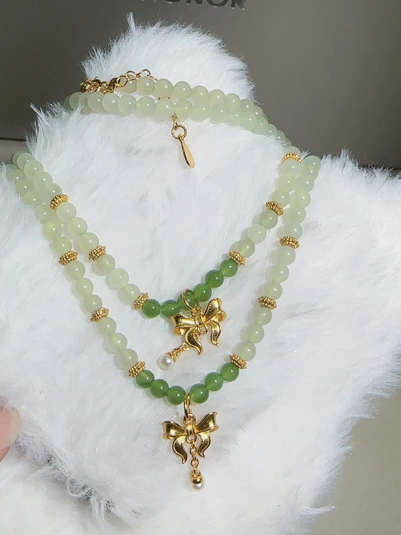 YL002 天然和田玉晴水珠串多样性发其一