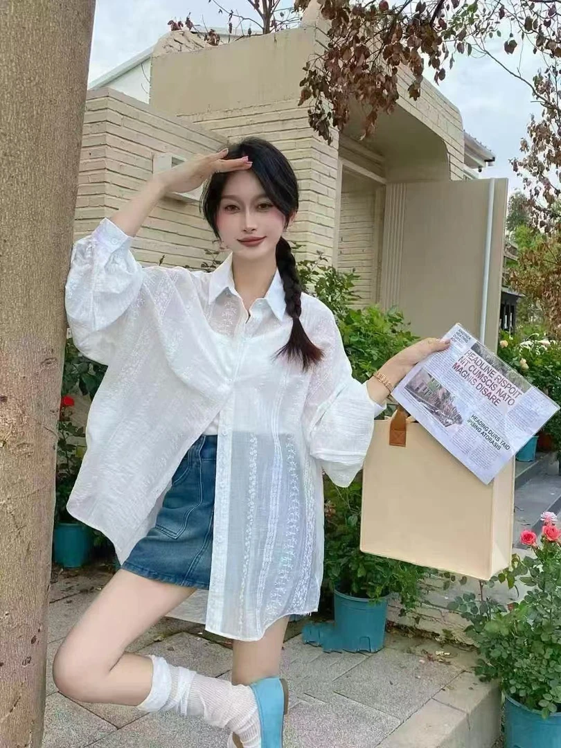 184.185.186.201【提花防晒】陈思思2025新款气质韩版时尚百搭衬衫