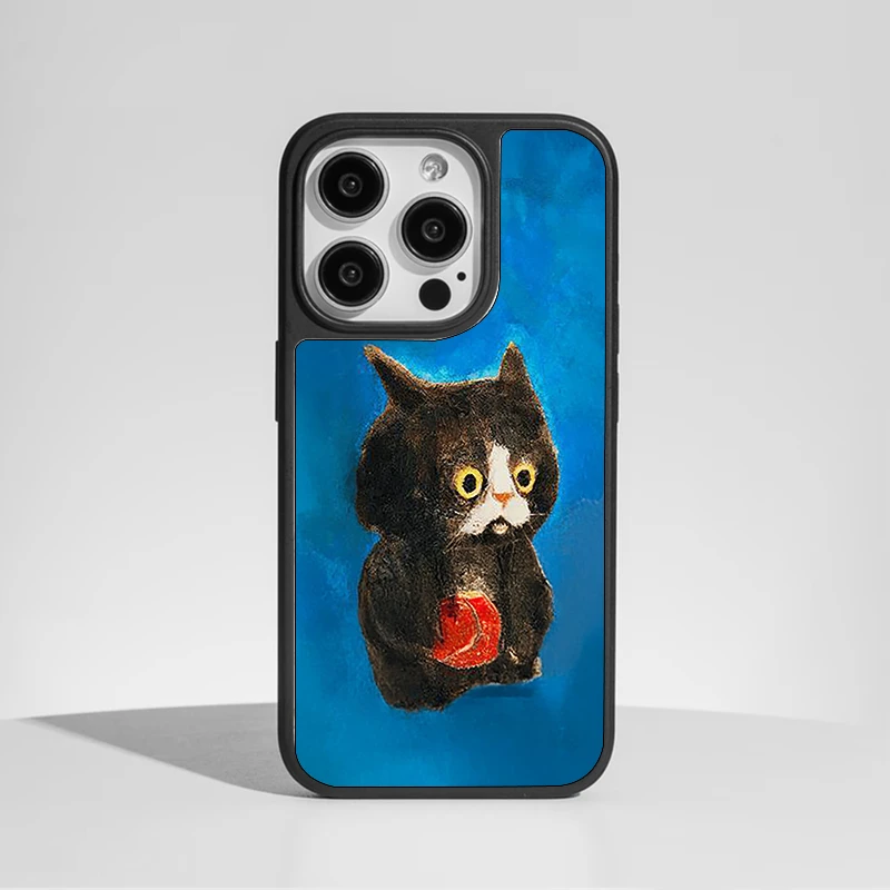 呆萌小猫潮牌适用于iphone15女款苹果16promax手机壳简约14创意13