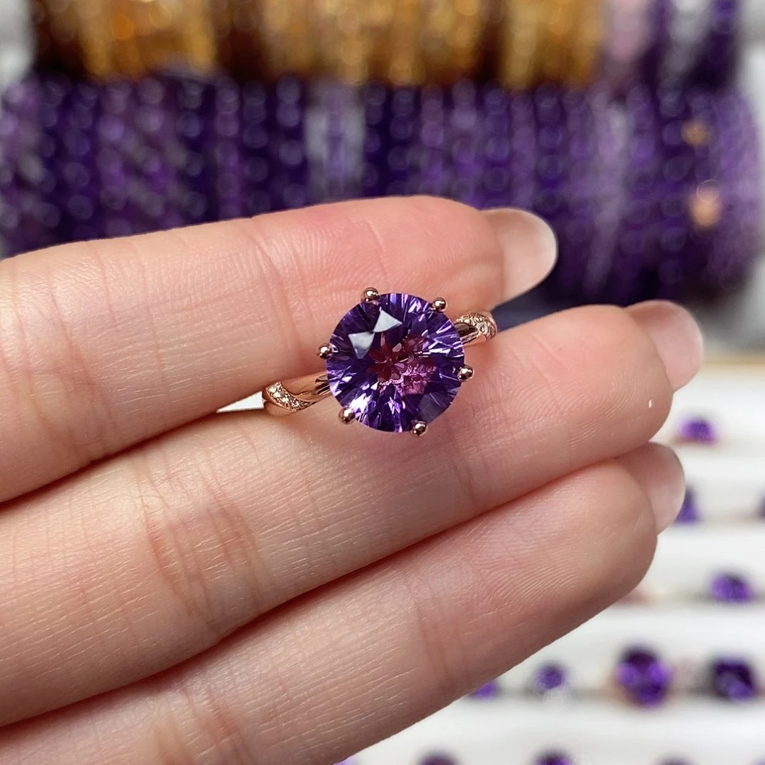 银S925镶嵌珠宝半成品紫晶