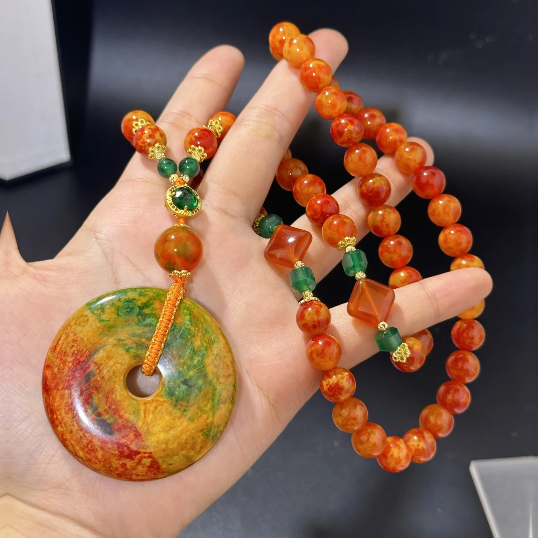 盛世七彩化龙S全玉化舒俱珠珠毛衣链吊坠A22-01