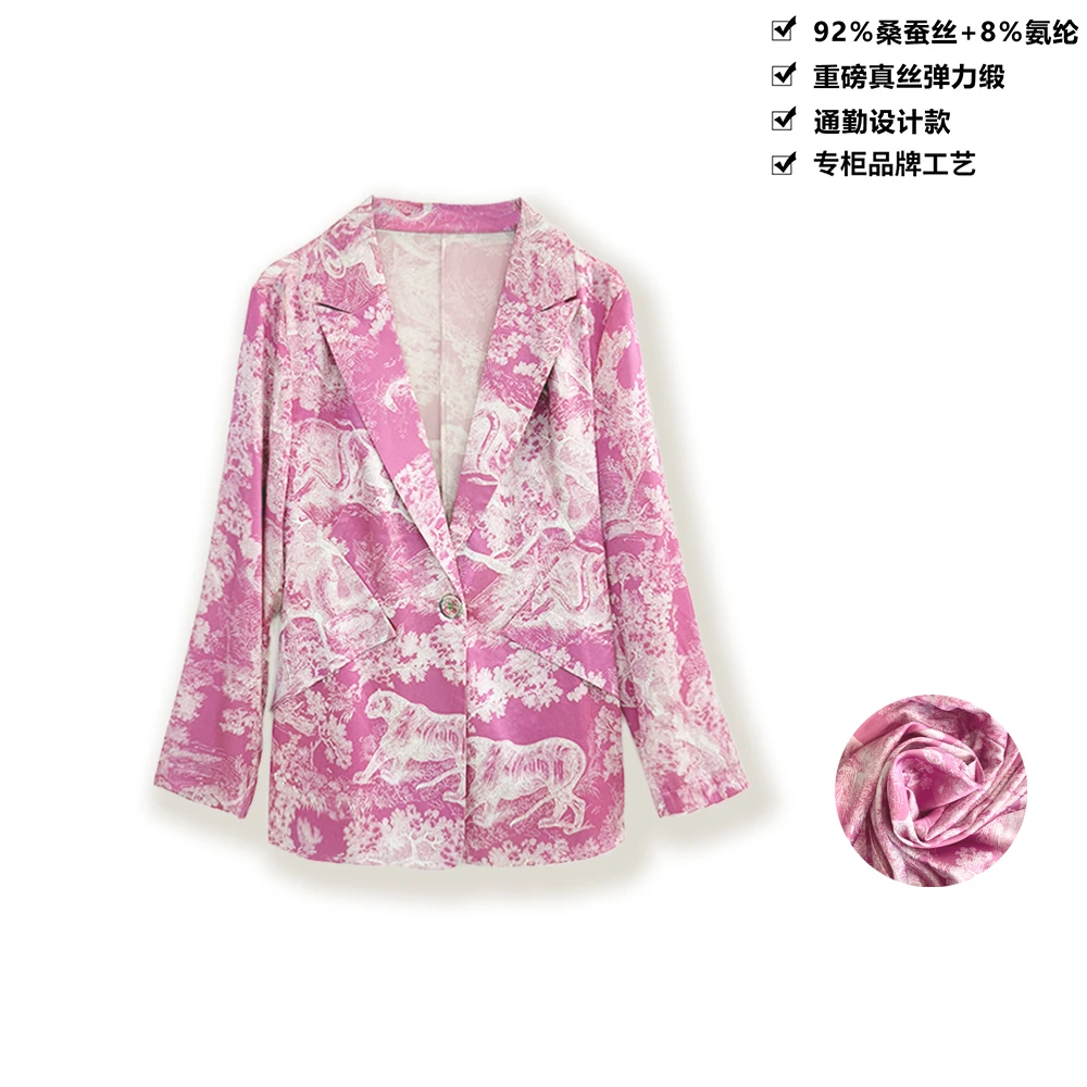 22姆米桑蚕丝弹力缎山野间气质国风上衣休闲新中式真丝外套WT51