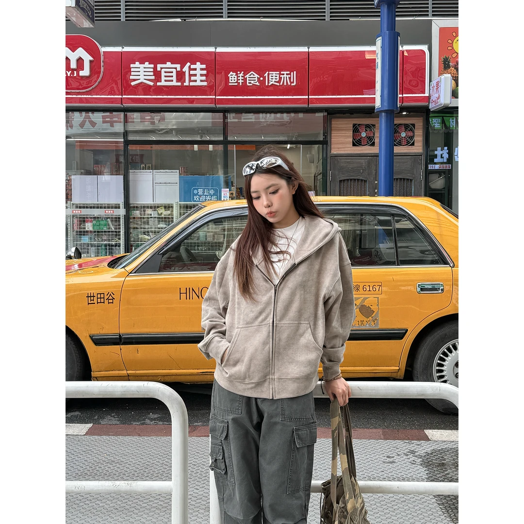 CBL菜不辣美式复古街头休闲男女宽松做旧扎染连帽卫衣外套