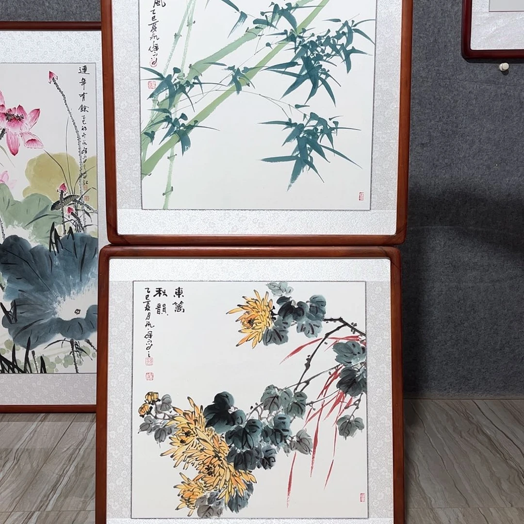 国画书画作品带框63×63